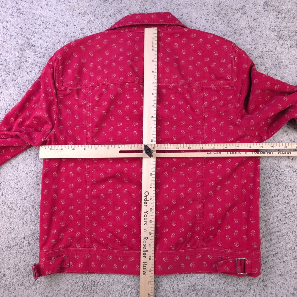 Lauren Ralph Lauren Denim Jacket Womens Small Red‎ Floral Button Jean Trucker - Picture 9 of 11